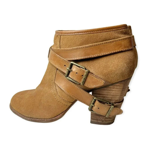 Arnold Churgin Brown Suede  Buckle Ankle Booties - Picture 3 of 8